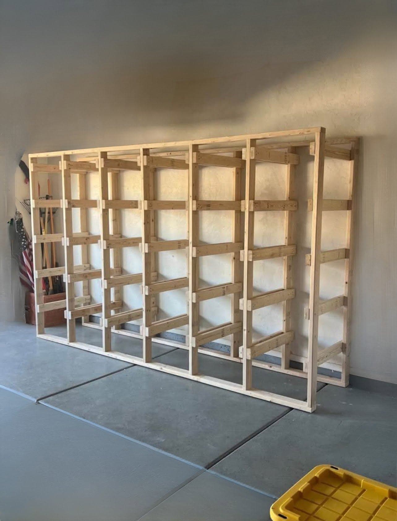 Garage storage installation with custom shelving